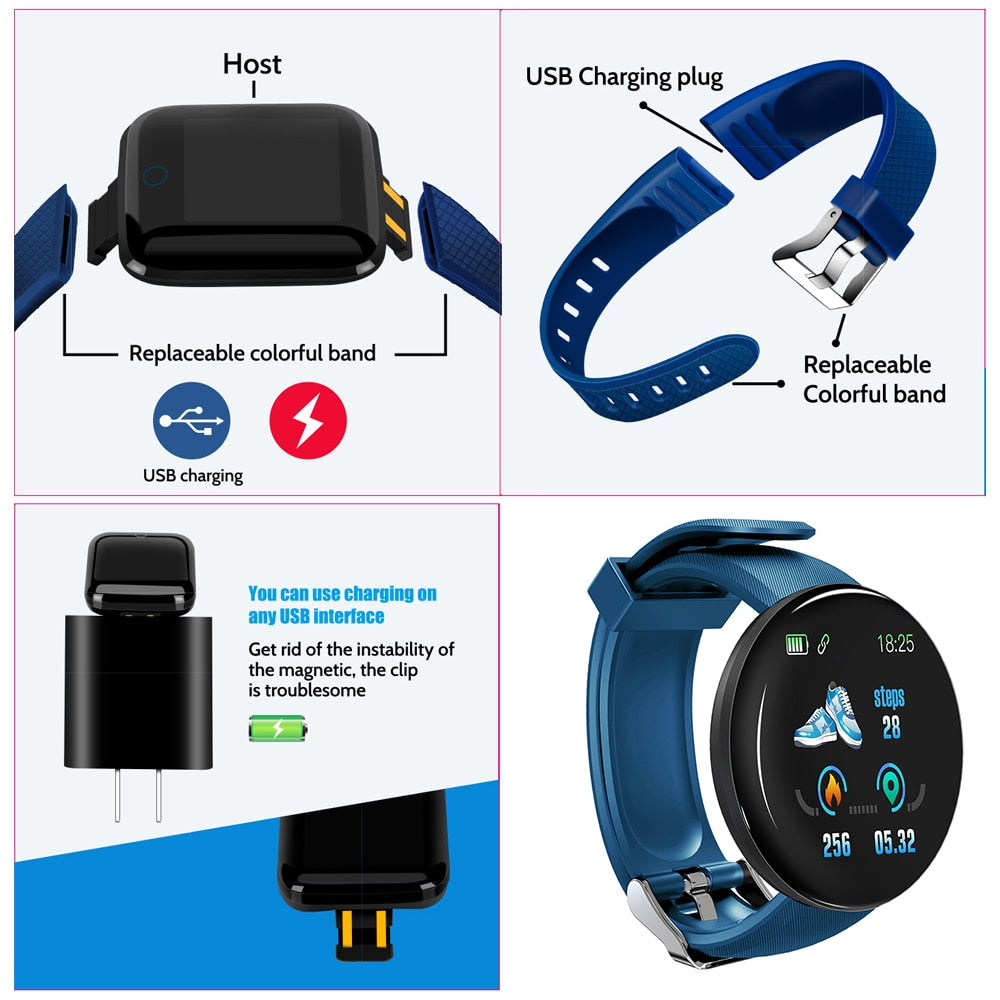 Smart Watch Round Blood Pressure Heart Rate Monitor